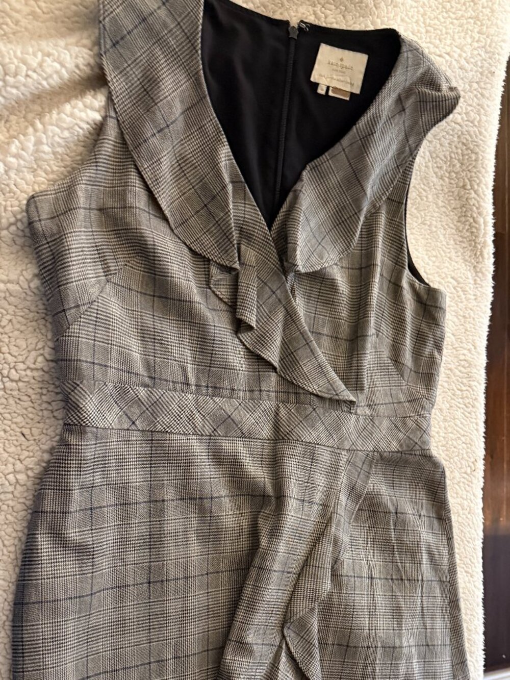 Kate Spade New York Glen Plaid Ruffle Mini Dress — Size 16